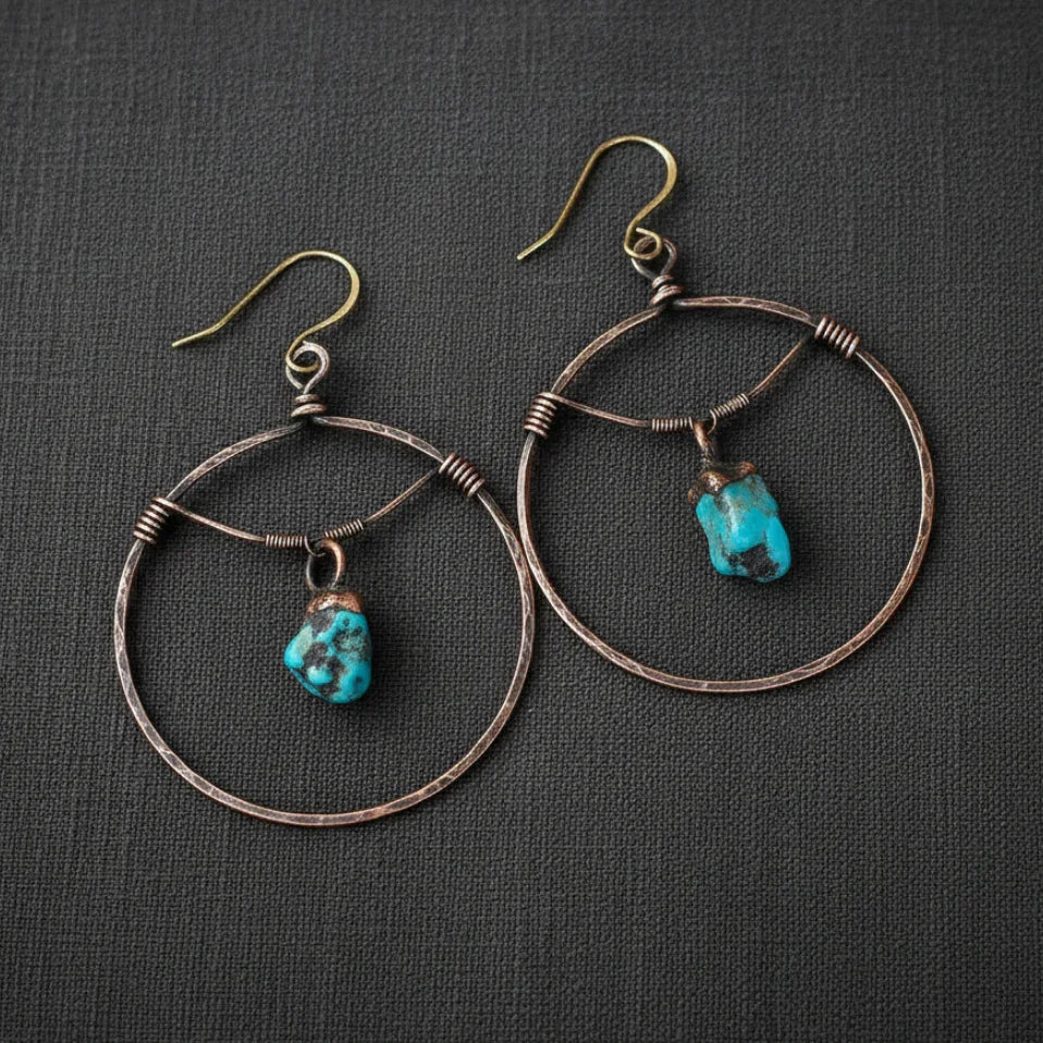 Raw Turquoise Earrings - Clean product shot