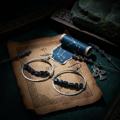Black Tourmaline Earrings - Ancient mystical style 2