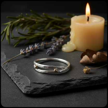 Hammered Silver Ring Bronze - Dark Slate Botanicals