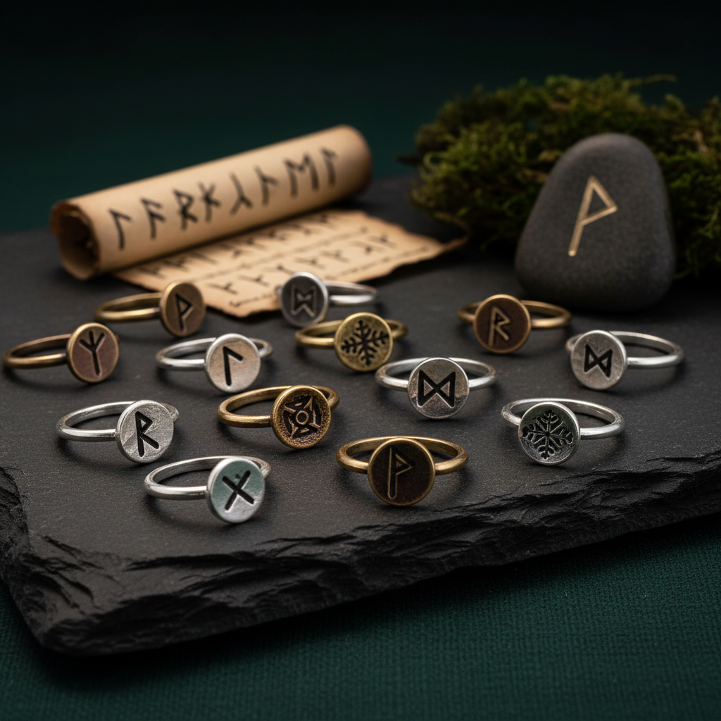 Hand-Stamped Rune Ring Collection - Small Round Stamps