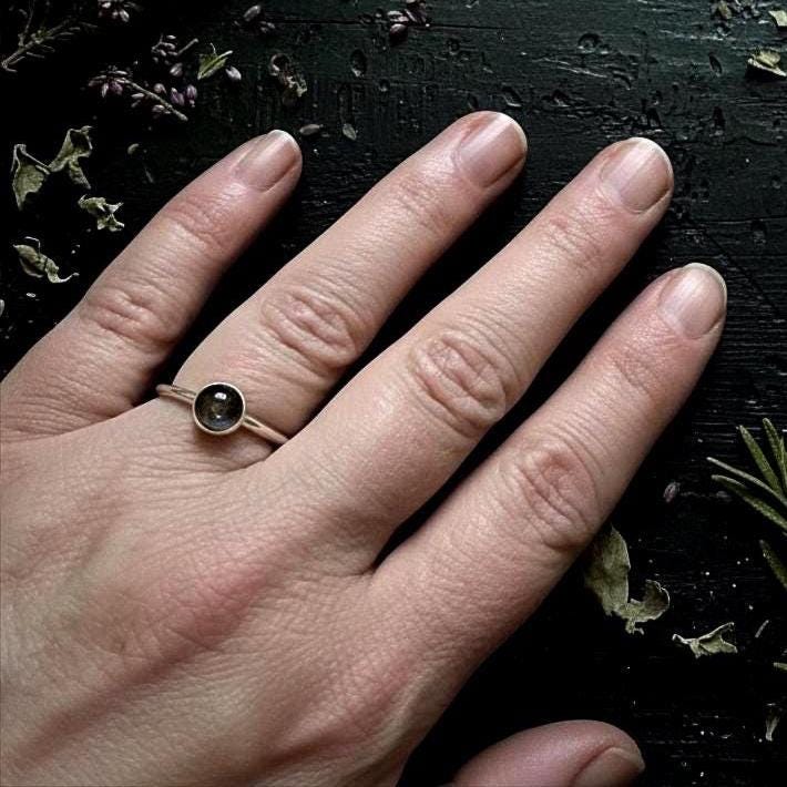 Black Moonstone Ring - Style 6