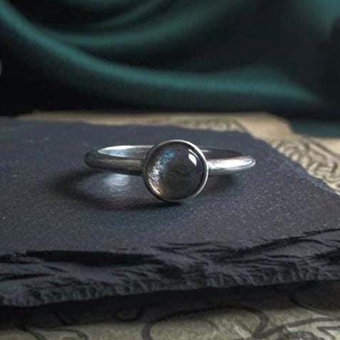 Black Moonstone Ring - Style 7