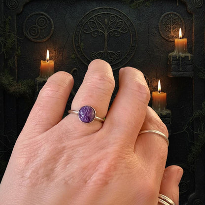 Charoite Ring - Worn on finger