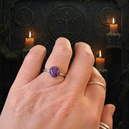 Charoite Ring - Worn on finger