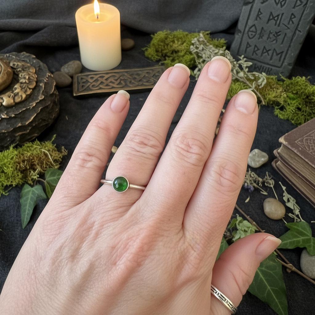 Chrome Diopside Ring - Worn on finger