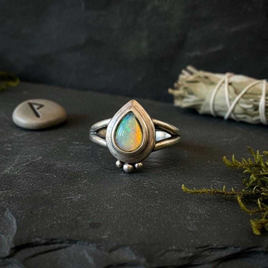 Opal Teardrop Ring - Style 1
