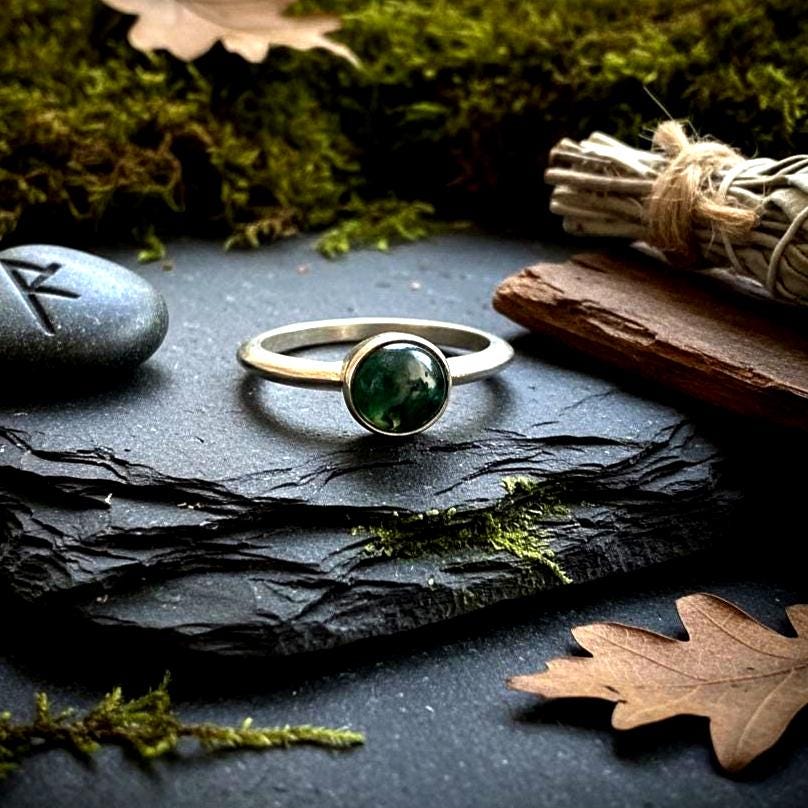 Moss Agate Ring - Style 1
