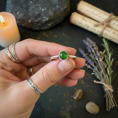 Chrome Diopside Ring - Hand holding
