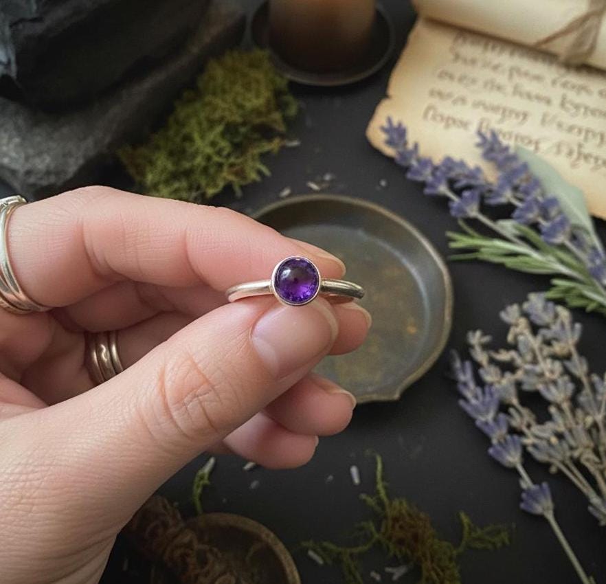 Amethyst Ring - Hand holding