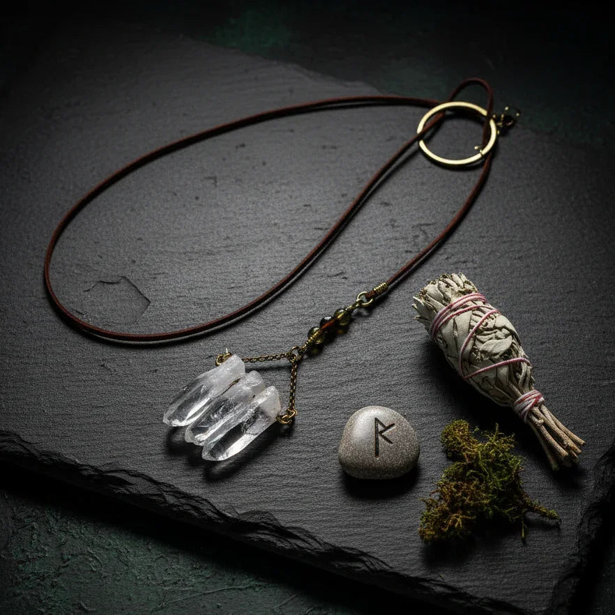 Quartz Lariat Necklace - Ancient mystical style 1