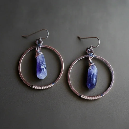 Raw Amethyst Earrings - Clean product shot