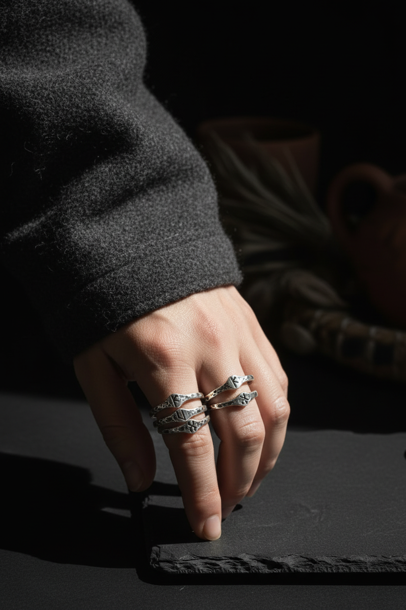 Signet rings model editorial